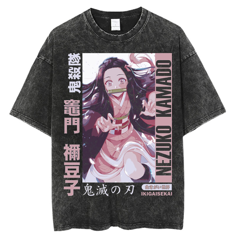 T-shirt Demon Slayer Nezuko Délavé